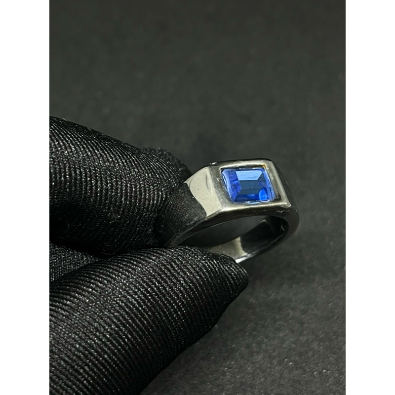 Anel de Aço Inox PRATEADO Pedra Quadrada Formatura Masculino
