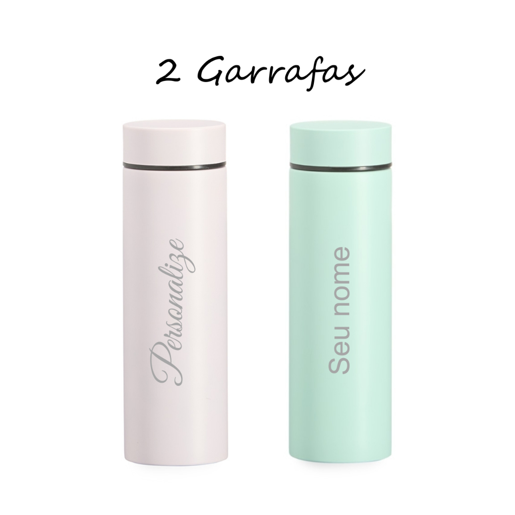 kit 2 Mini Garrafas Térmica 240 ml personalizada garrafinha ideal para lancheira/bolsa pequena