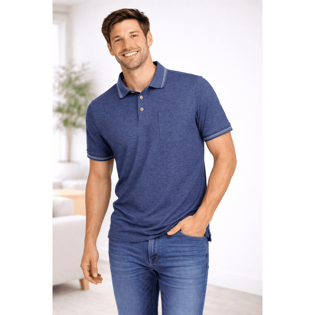 Camisa Polo Masculina Com Bolso Piquet Benetton Premium Botão em Bronze