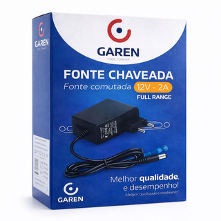 Fonte Chaveada 12V 2A Bivolt Full Range Garen para Câmeras Roteadores Eletrônicos