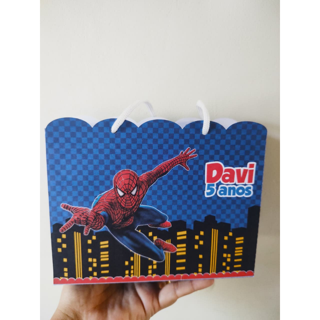 Envio Rápido Sacola Surpresa Homem-Aranha Personalizada | Lembrancinha Festa Infantil | Sacolinha para Doces e Brindes