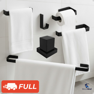 Kit Banheiro Preto Fosco Completo | Acabamento Registro + Acessórios Quadrados Inox | Alta Qualidade em Oferta na Shopee