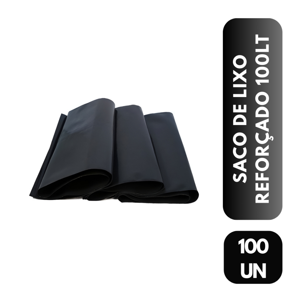 Saco de Lixo 100 Litros Preto Pacote Com 100 Unidades Reforçado Resistente Limpeza Pesada Extra