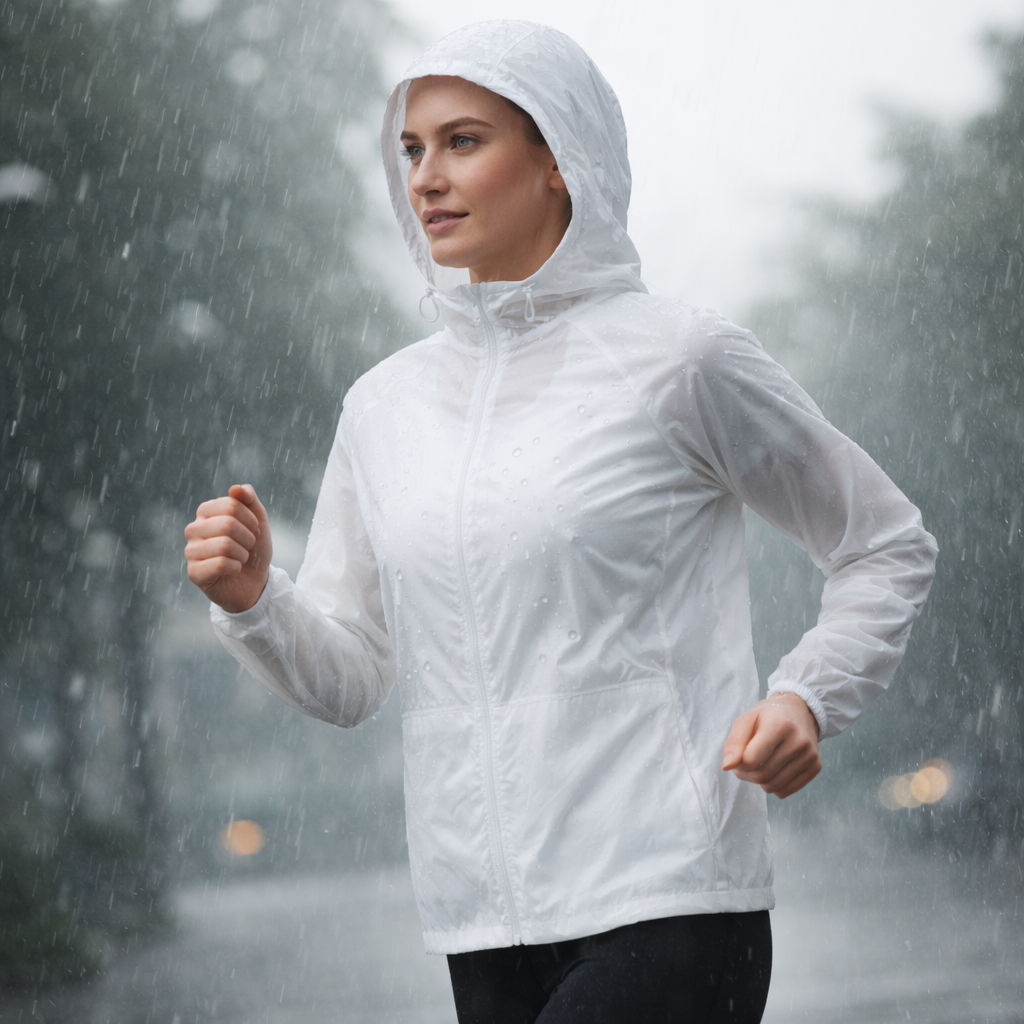 Jaqueta Corta Vento Repelente á àgua Feminina Com Capuz Ultra Leve Frio Chuva Dry Fit
