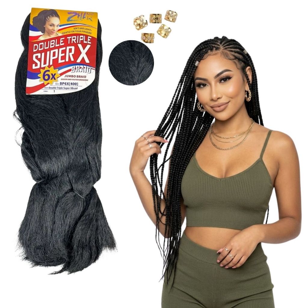 Cabelo Kanekalon Jumbo Ultra Braid Original Super X Com 400g Trança Brox Braid Fulani Braid