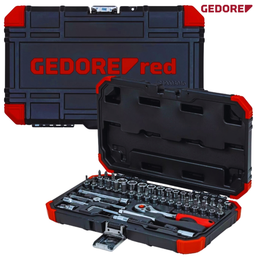 Jogo Soquete 1/4 Sextavado 46 Pçs Gedore Vermelho R49003046