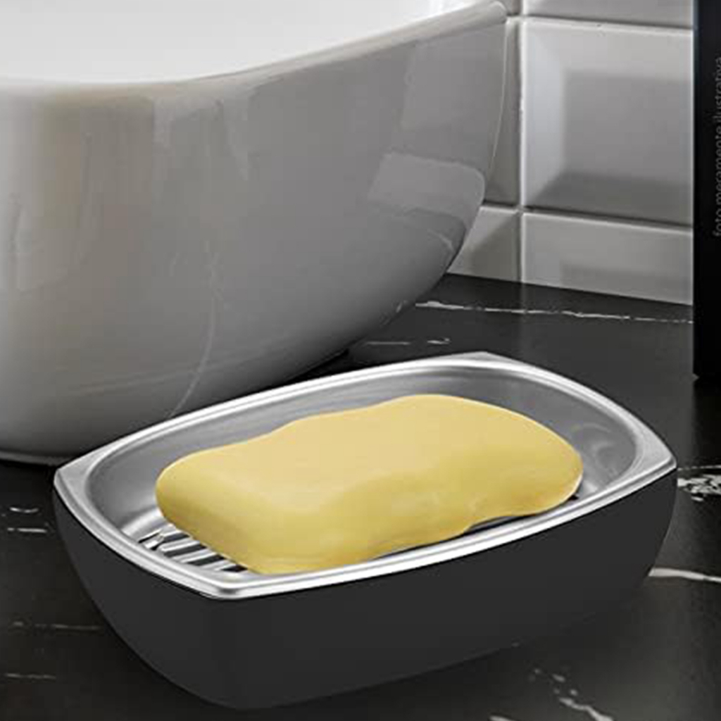 Saboneteira De Bancada Porta Sabonete Banheiro Lavabo Luxo Suporte Plástico Sabão Pia Barra Bancada — imagem 2 de 2