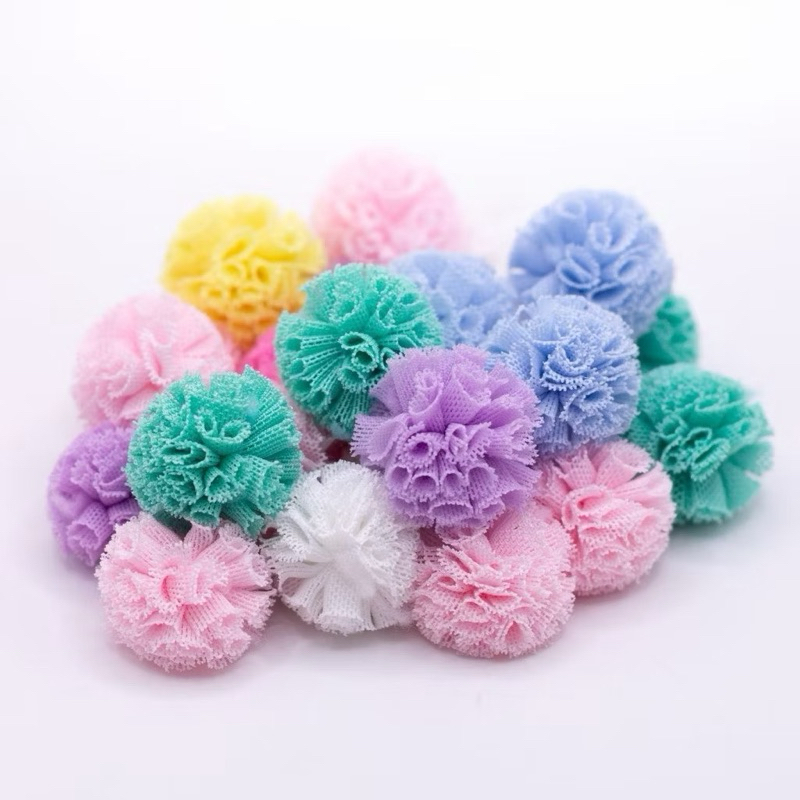 POMPOM DE MALHA / TULE   2,5 CM - 50 ou 100 UNIDADES
