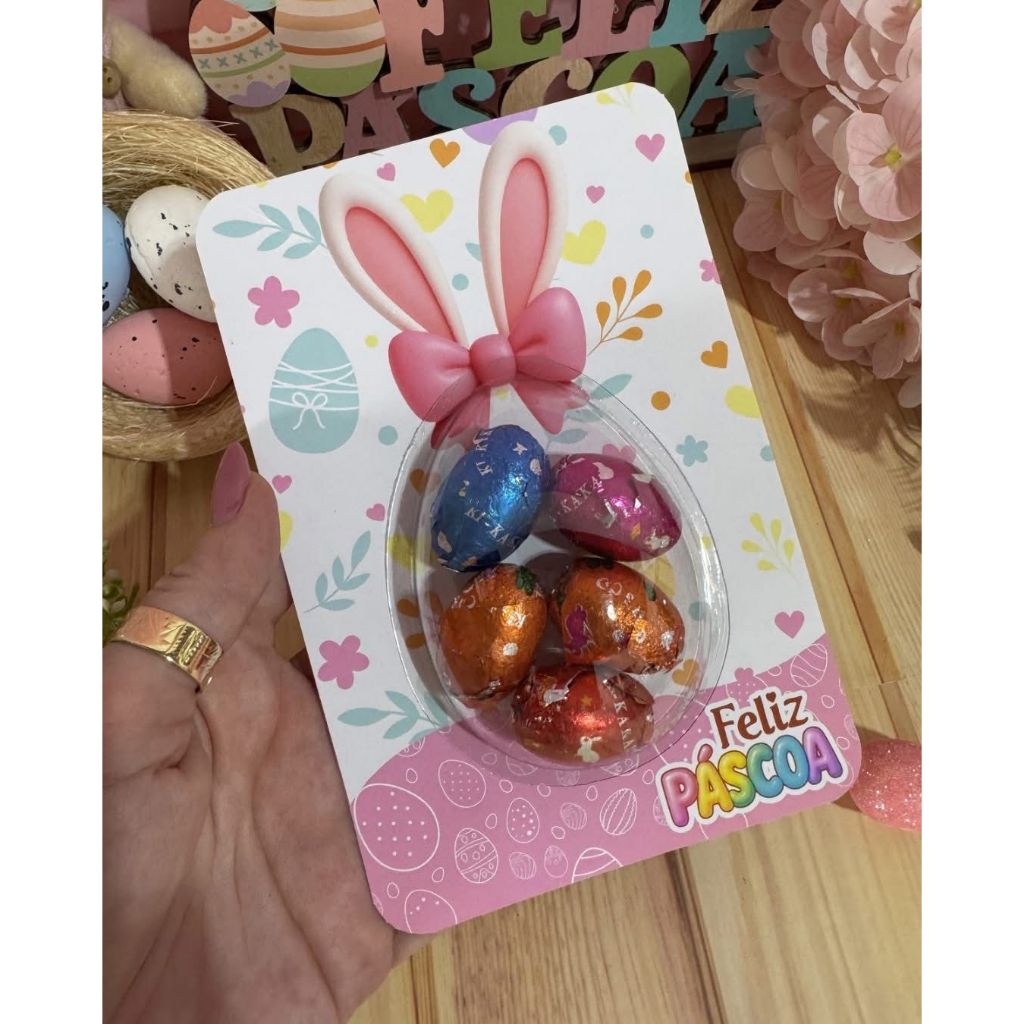 Card Porta Ovinhos Páscoa | Lembrancinha Personalizada | Acompanha Ovinhos | Kit 5 unidades