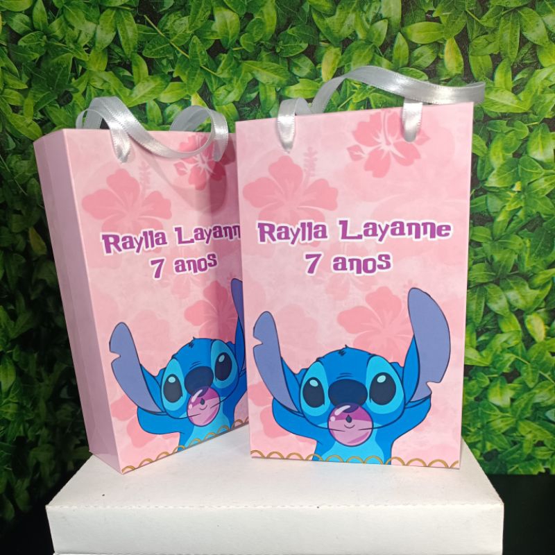 Sacolinha Personalizada lembrancinha tema STITCH para festa infantil aniversário PEGUE E MONTE