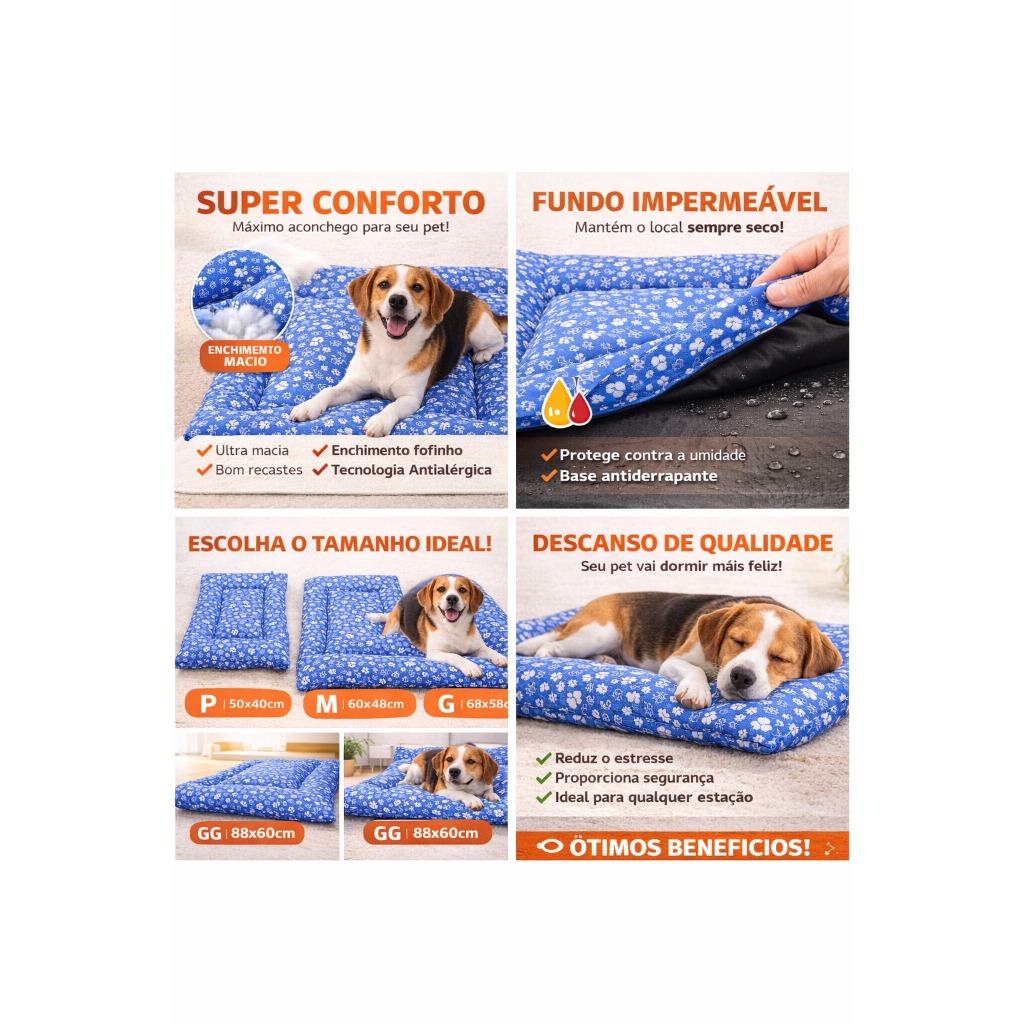 Cama Pet Cachorro e Gato Caminha Lavável Impermeável Confortável Termico Tamanhos P M G GG XGG