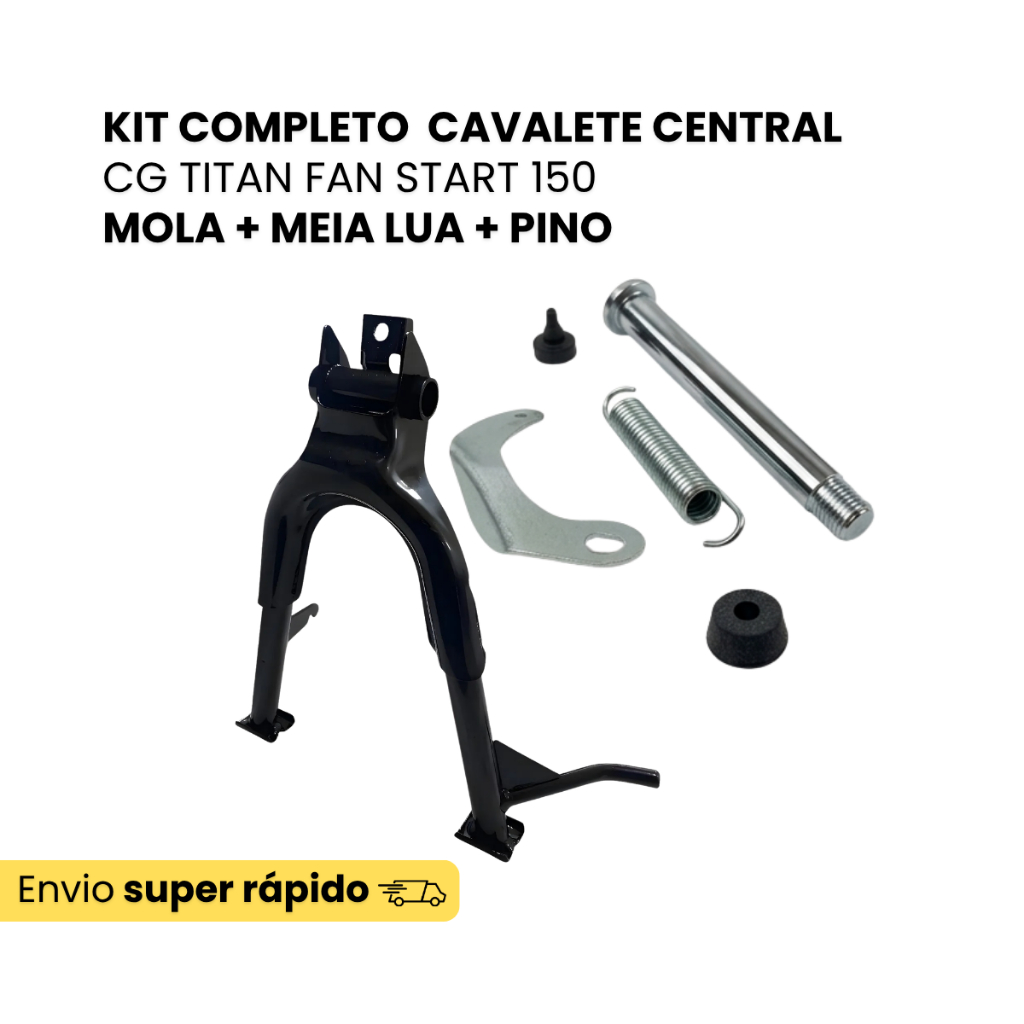 Kit Cavalete Central Titan 150 Fan 150 Fan 125 2009 / 2018 Completo Mola + Meia Lua + Pino