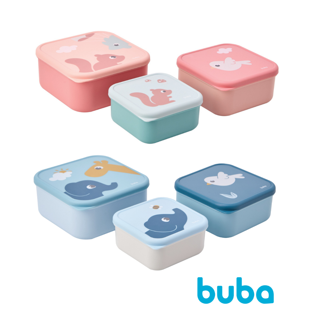 Kit 3 potes Buba Cloudy Kit 3 potinhos Lanceira Lanche Infantil Potinho Buba