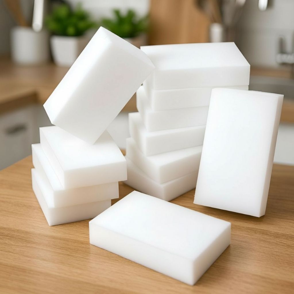 Kit 20 Esponja Mágica 10cmX6cm Bucha Melamina Tira Mancha Limpeza Não Risca Buchinha Magica Multiuso