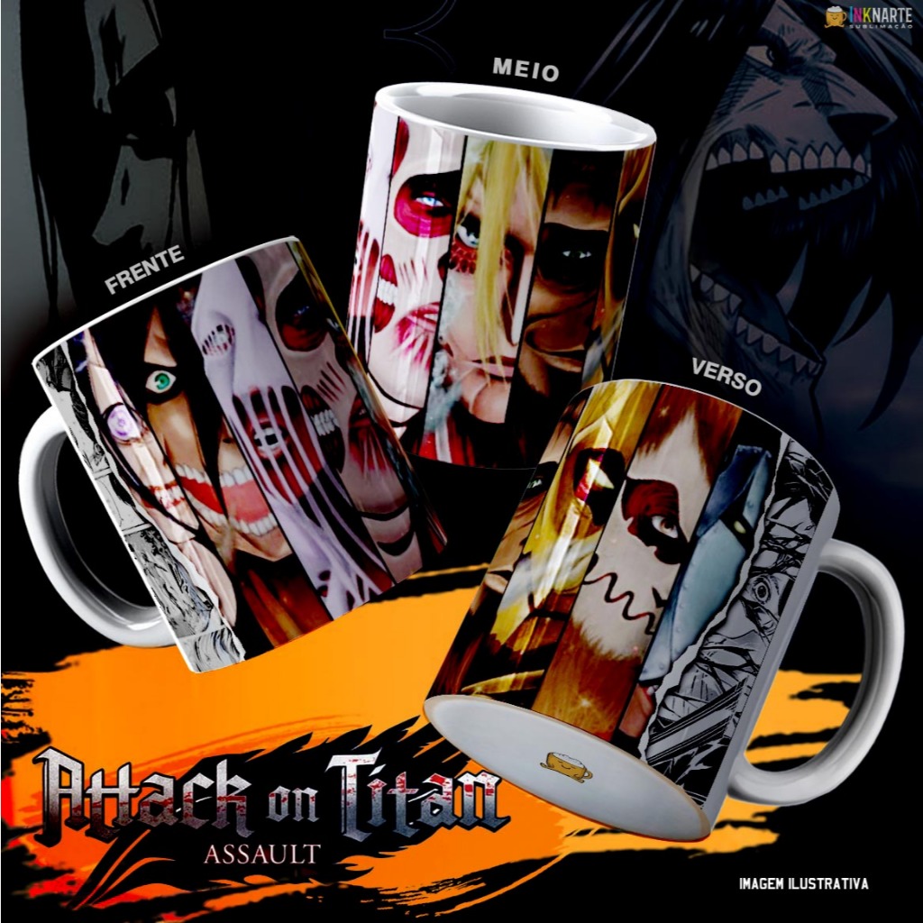 Caneca Attack on Titan 325ml Cerâmica | Caneca Anime Otaku Presente