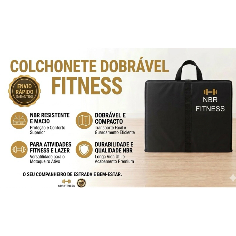 Colchonete Dobrável Maleta Fitness Profissional para Academia Yoga Abdominal Funcionais Preto