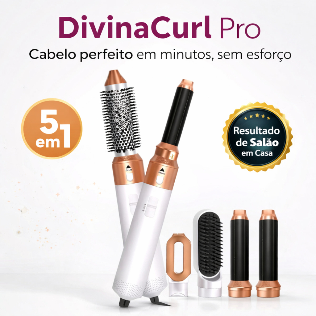 Escova Secadora 5 em 1 Profissional DivinaCurl Pro  220V  Rotativa, Seca, Alisa, Modela , Anti Friz