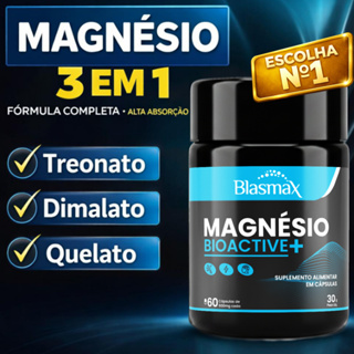 Magnésio 3 em 1 | Treonato + Dimalato + Quelato | Energia, Sono e Relaxamento – 60 Cápsulas Blasmax em Oferta na Shopee