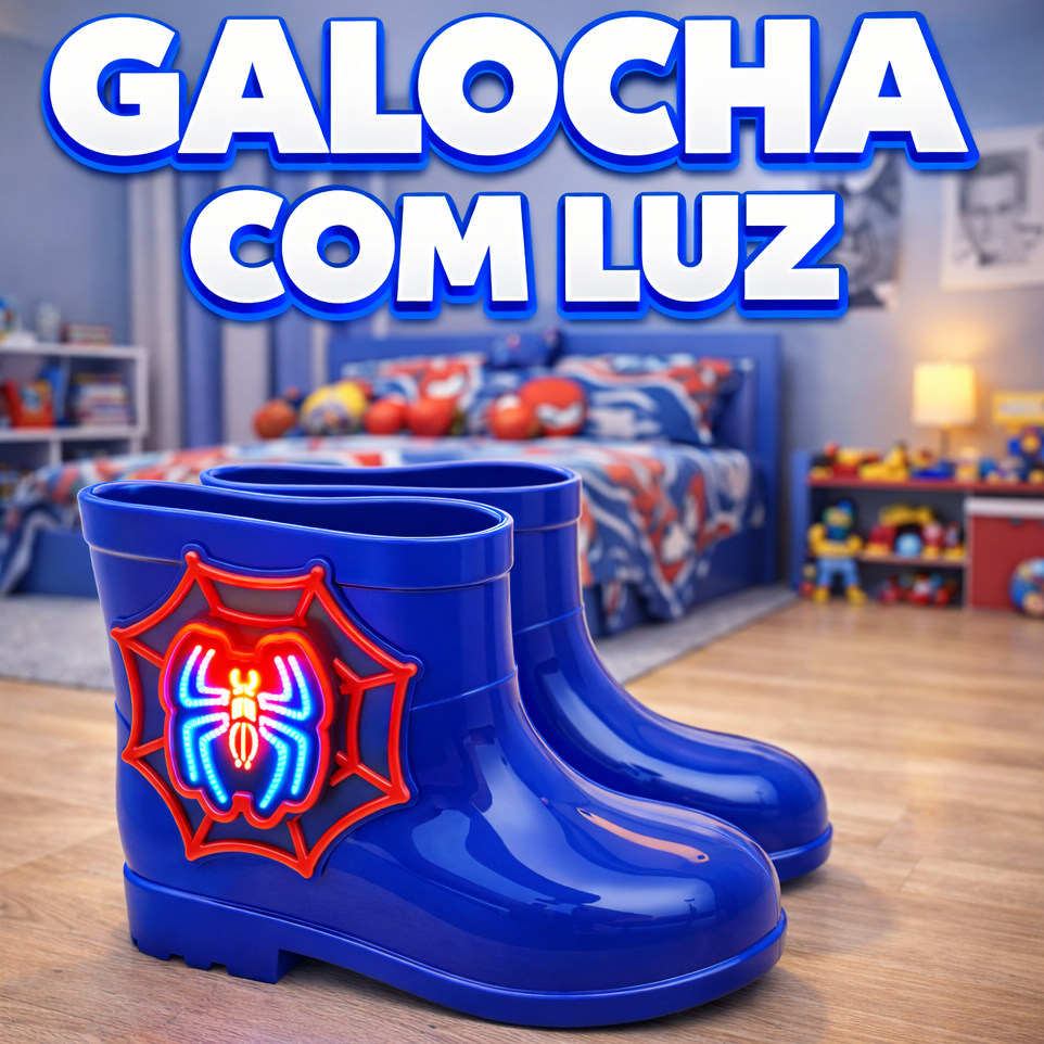 Galocha Led menino Infantil Masculina Cano baixo Impermeável Menino