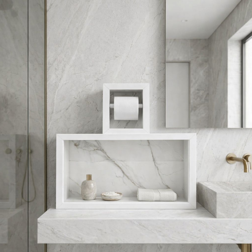 Kit Nicho Banheiro Porcelanato + Papeleira Embutido Envio Full