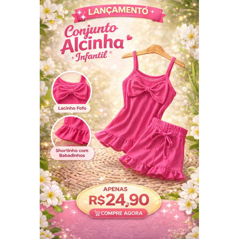CONJUNTO ALCINHA INFANTIL ACOMPANHA ARCO (3 PEÇAS)