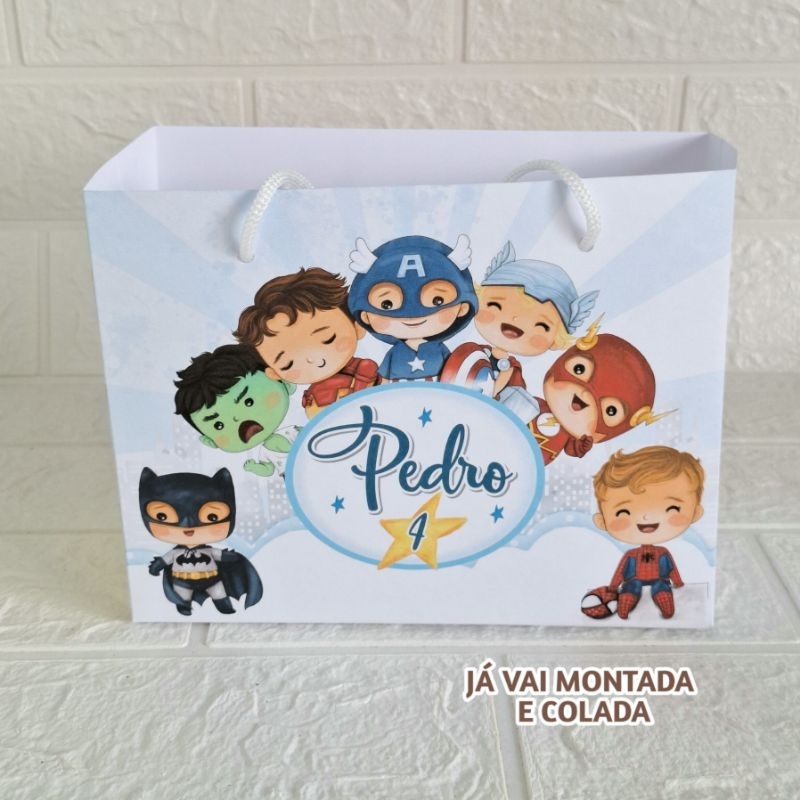Sacolinha Personalizada heróis Baby ( já vai montada) Lembrancinha |Aniversário |Festa Infantil
