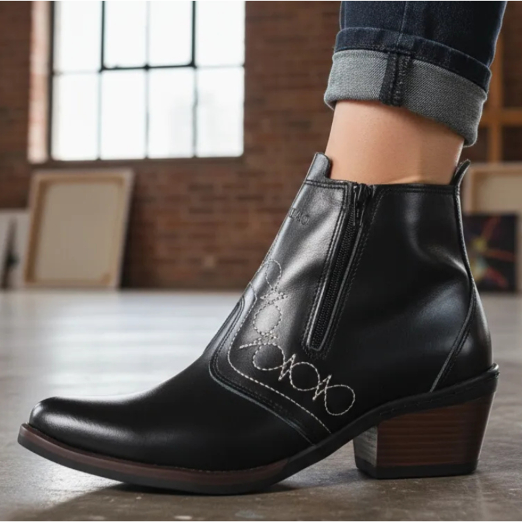 Bota Country Feminina Couro Com Brilho Botina Marca Campolina Estilo Sertanejo Cavalgada Rodeio Vaquejada Em Couro 3536