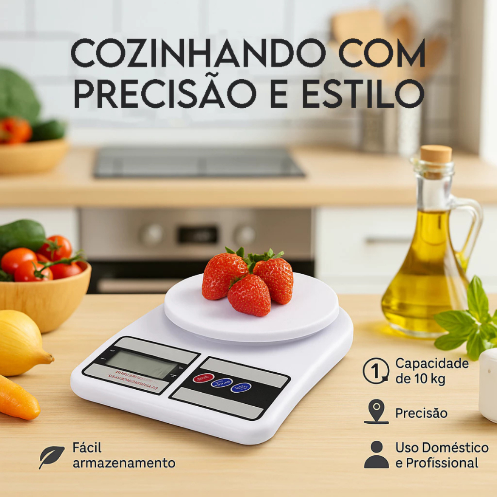 Balança de Cozinha Digital Alta Precisão 10kg Com Pilhas Inclusas AA Kitchen Scale