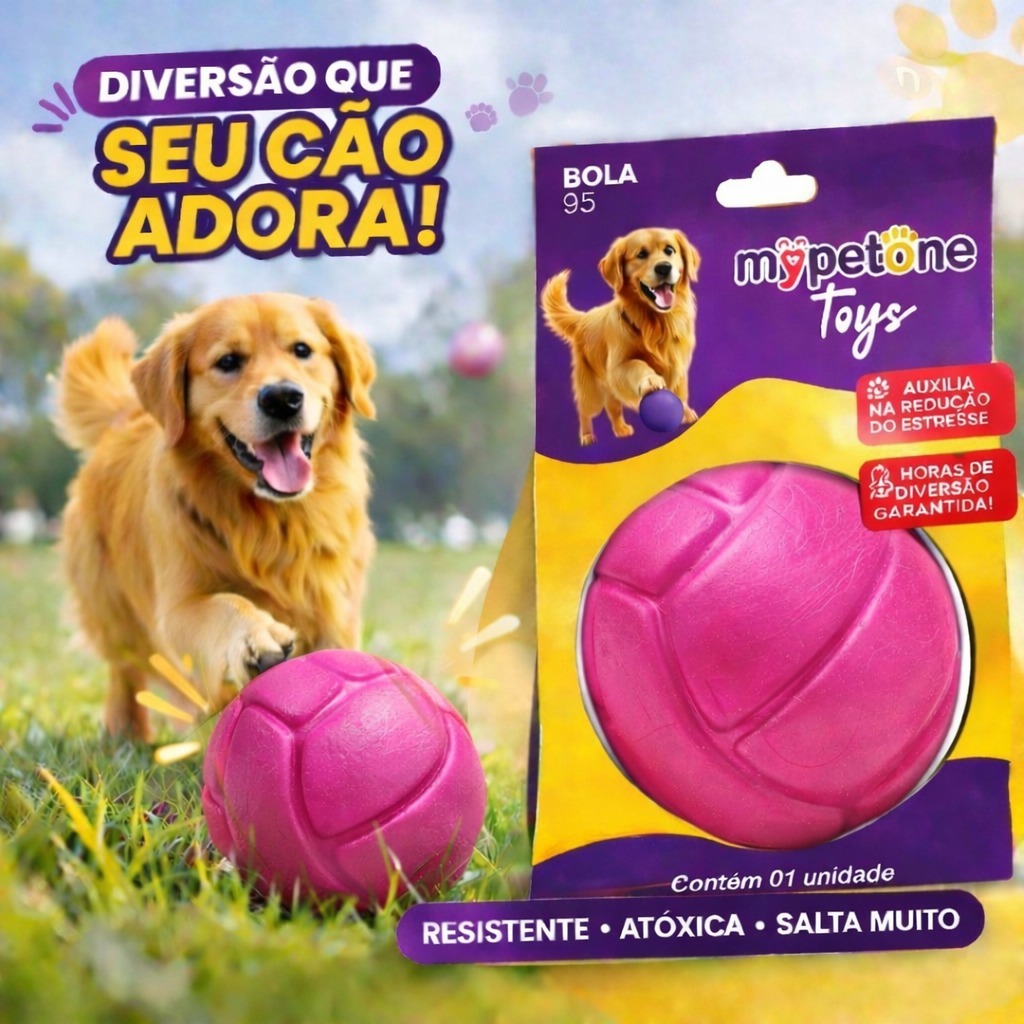Bola Lisa Maciça Resistente para Cachorro - 75mm 85mm 95mm - Mypetone - Rosa em Oferta na Shopee