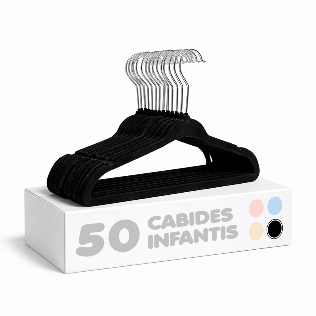 Kit【50】UN Cabide Preto de Veludo Infantil Ultrafino – Ideal para roupas infantis e de bebê em Oferta na Shopee