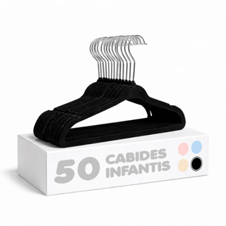 Kit【50】UN Cabide Preto de Veludo Infantil Ultrafino – Ideal para roupas infantis e de bebê em Oferta na Shopee