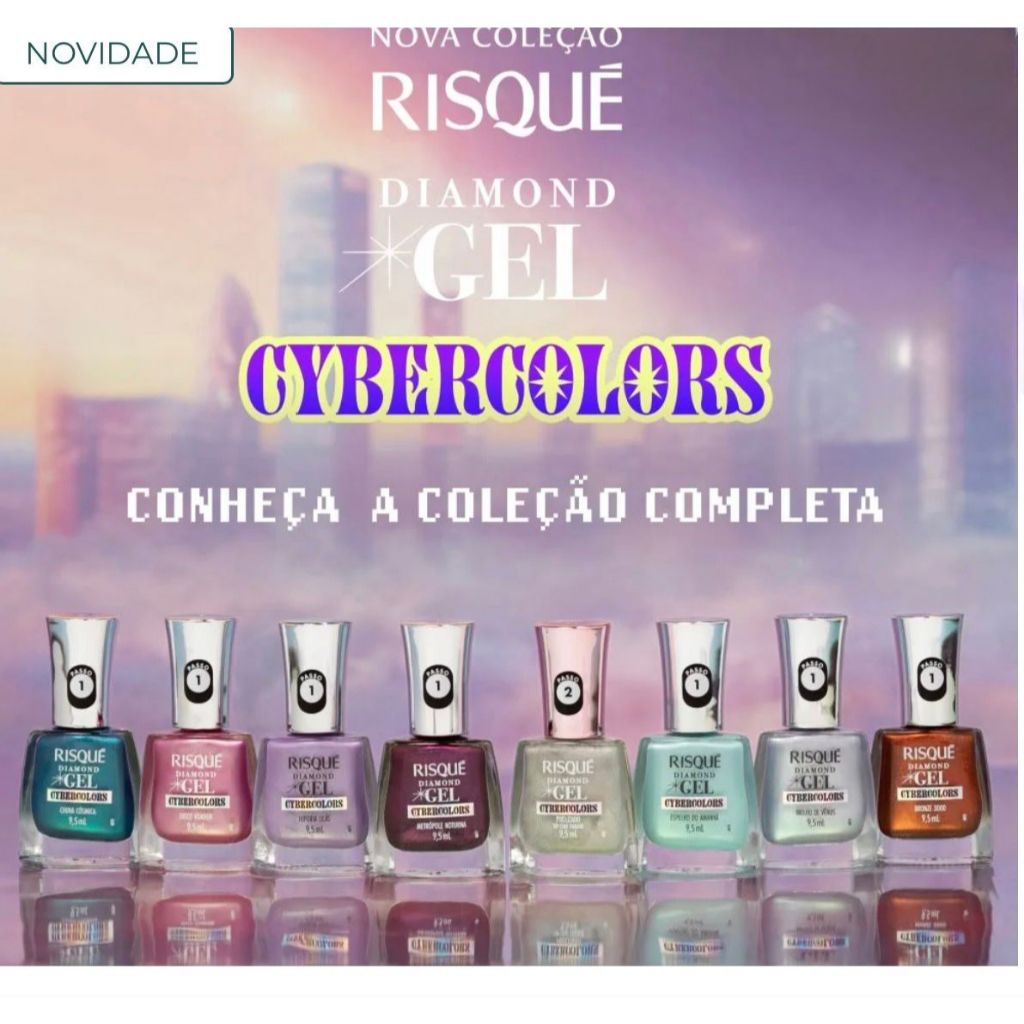 Esmaltes Risqué Diamond Gel Cybercolors - UNIDADE em Oferta na Shopee