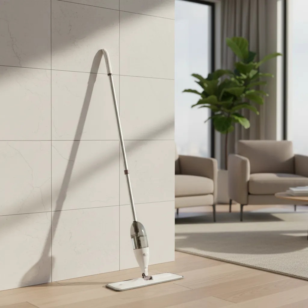 Rodo MOP Spray com Reservatório Pano Microfibra Limpeza Fácil Vero Casa Branco