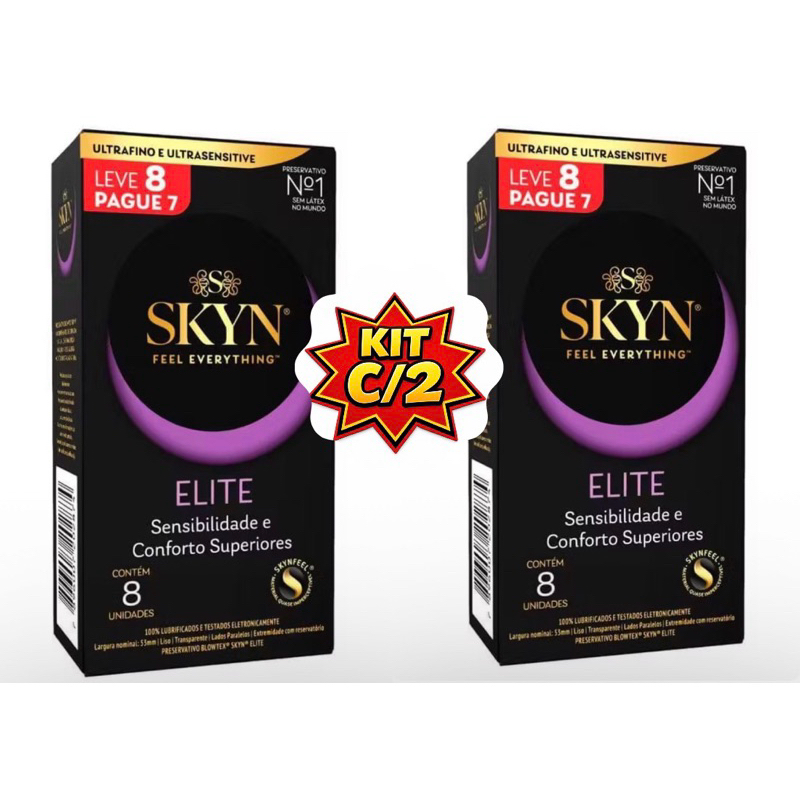 Kit Preservativo Skyn Elite Blowtex Caixa L8P7 - Kit c/8, 16 ou 24 preservativos em Oferta na Shopee