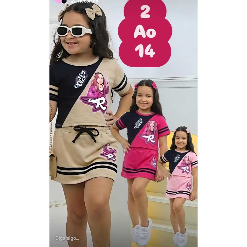 EMILY VICK CONJUNTO BLUSA + SHORT SAIA LANÇAMENTO 2026 FEMININO MENINAS ESTILOSO em Oferta na Shopee