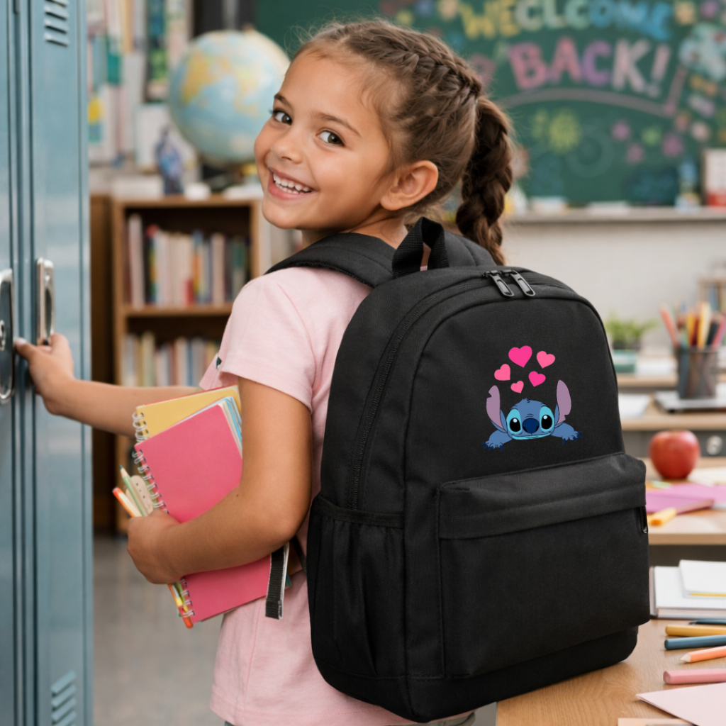 Mochila Feminina Stich Escolar Infantil Reforçada Academia Trabalho Impermeável