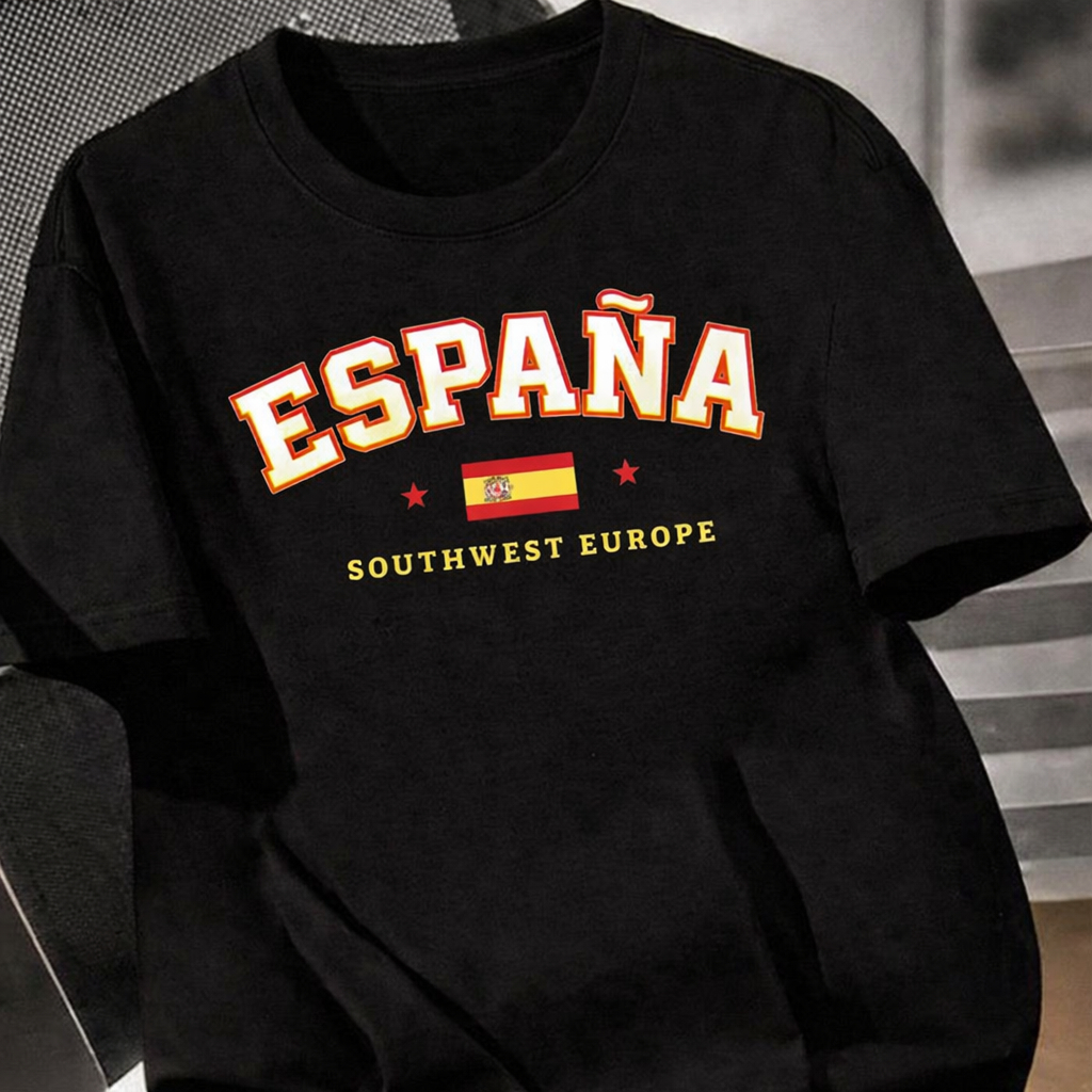 Camiseta Espanha 100% Algodão Blusa Copa Do Mundo Seleção Camisa Feminina Masculina