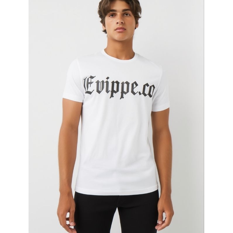 Camiseta Masculina Branca Estampada Evippe.co Camisa Slim Fit Algodão Premium Confortável Básica Estilosa Casual