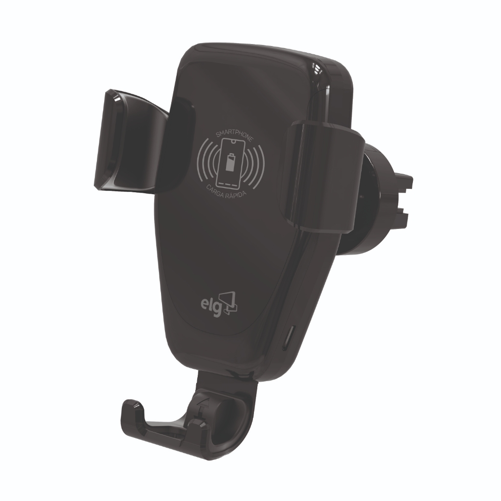Suporte Veicular com Carregador Wireless 10W ELG Automático para Celular 4.5” a 7” Giratório 360º CH360WA