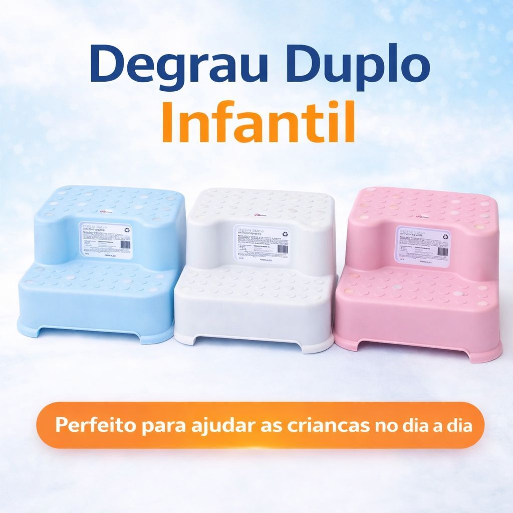 Escada Infantil Degrau Duplo Antiderrapante Bêbê Banheiro Pia