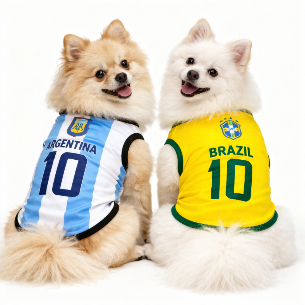 Roupa Para Cachorro Brasil Argentina Copa do Mundo Pet Pequeno Rivais Futebol  Nº10 Roupa para Cachorro e Gato Torcida