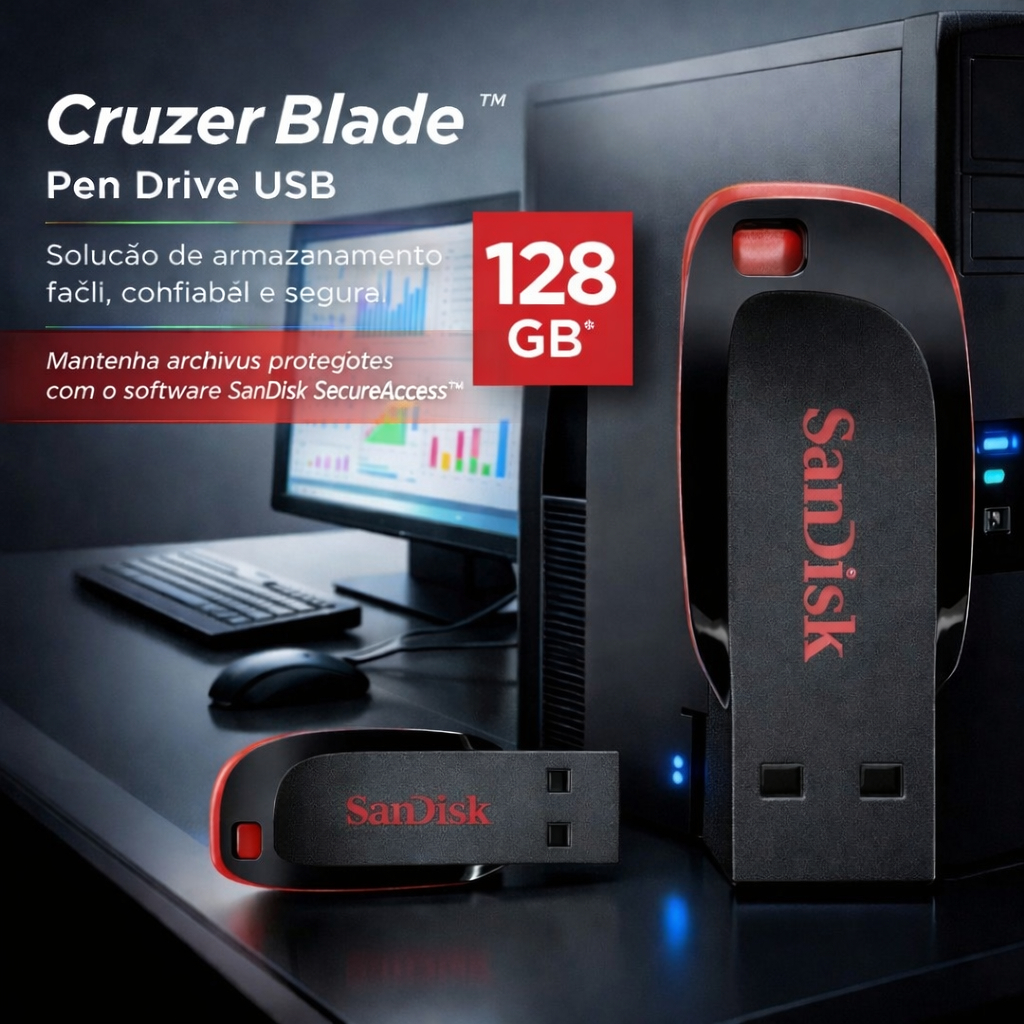 PenDrive USB Flash Drive 128GB 64GB Alta Velocidade Armazenamento