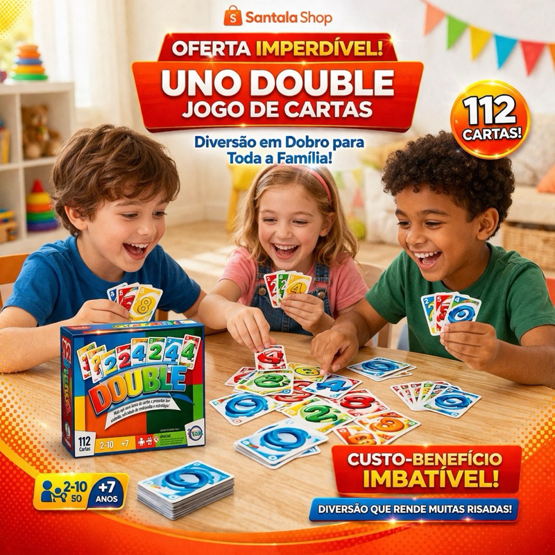 Jogo Uno Double 112 Cartas Brinquedo Infantil Jogo para Família