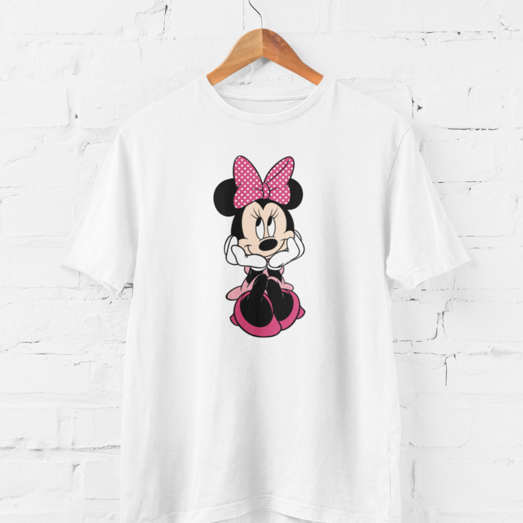 Camiseta Feminina Minnie Mouse Estampada Casual Disney Blusa Fashion Algodão Confortável Estilosa