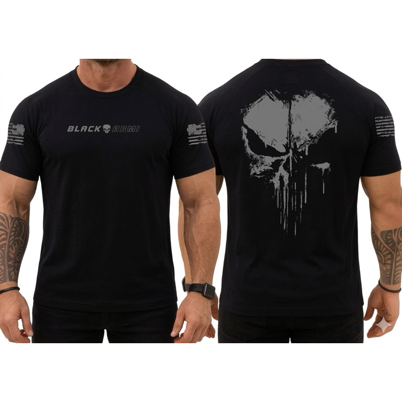 Camiseta Dry Fit Masculina Caveira Justiceiro das Sombras Black Armi