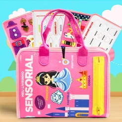 Livro Infantil Maleta Educativa Montessori Meninas - Brinquedo Sensorial Educativo Bebês e Crianças