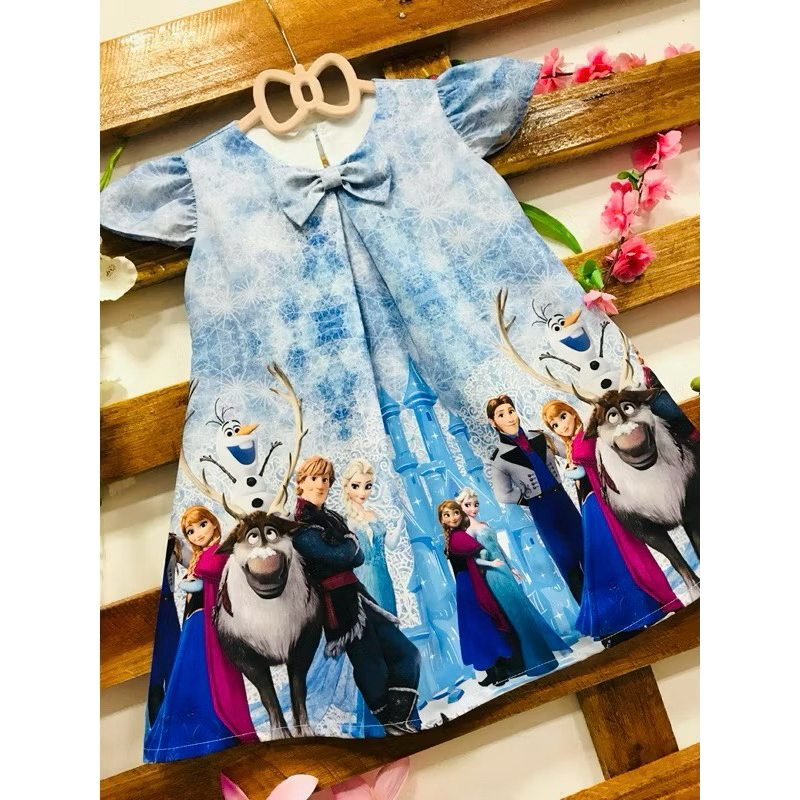 vestido infantil Frozen Elsa Alef Anna Kristoff trapézio (Mod. Manuella MG)