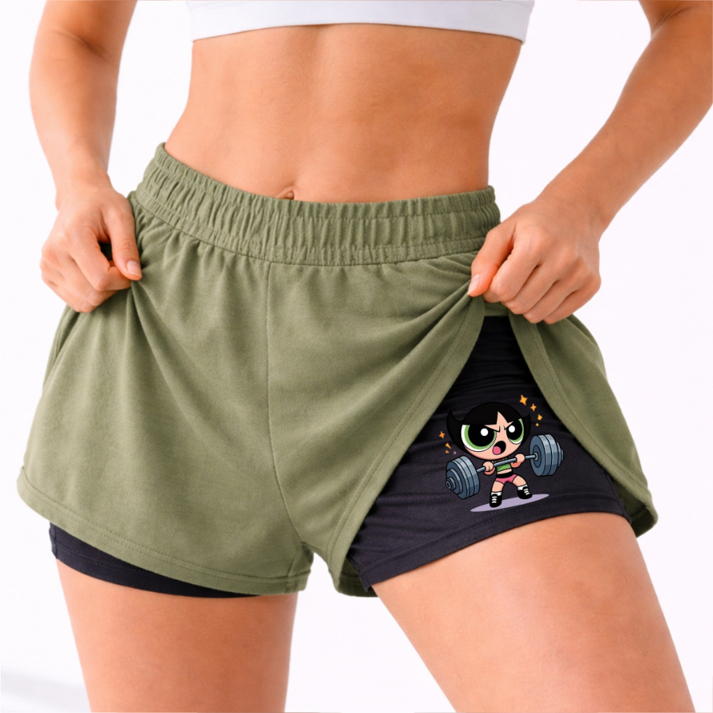 Short Compressão Feminina 2 em 1 Meninas Super Poderoras Academia DOCINHO 01Corrida Esporte em Oferta na Shopee