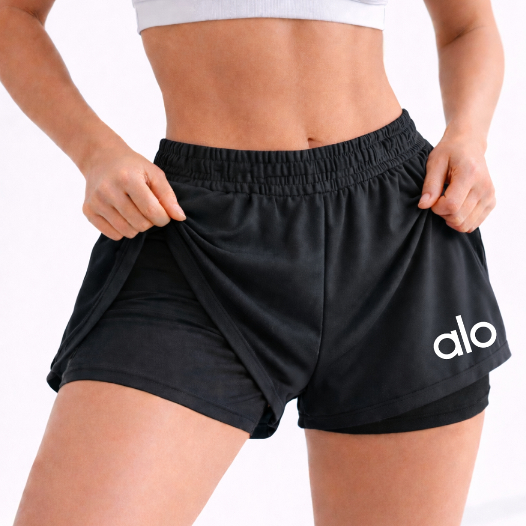 Shorts Feminino Compressão 2 Em 1, AL0 Ideal Para Treinos, Corridas, Academia, Fit, Yoga