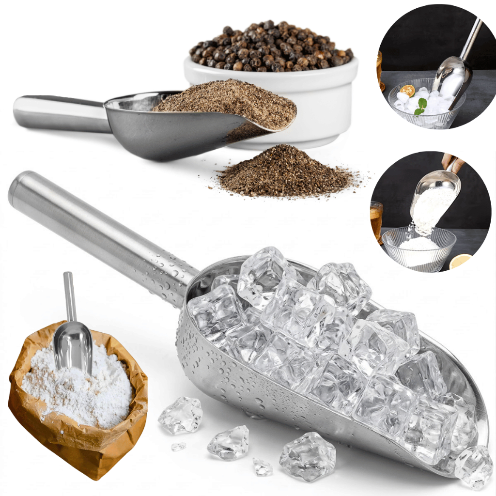Concha Pá Multiuso Inox 25cm Grande para Cereais Grãos Ração Gelo Pegador Mantimentos Cozinha Ração